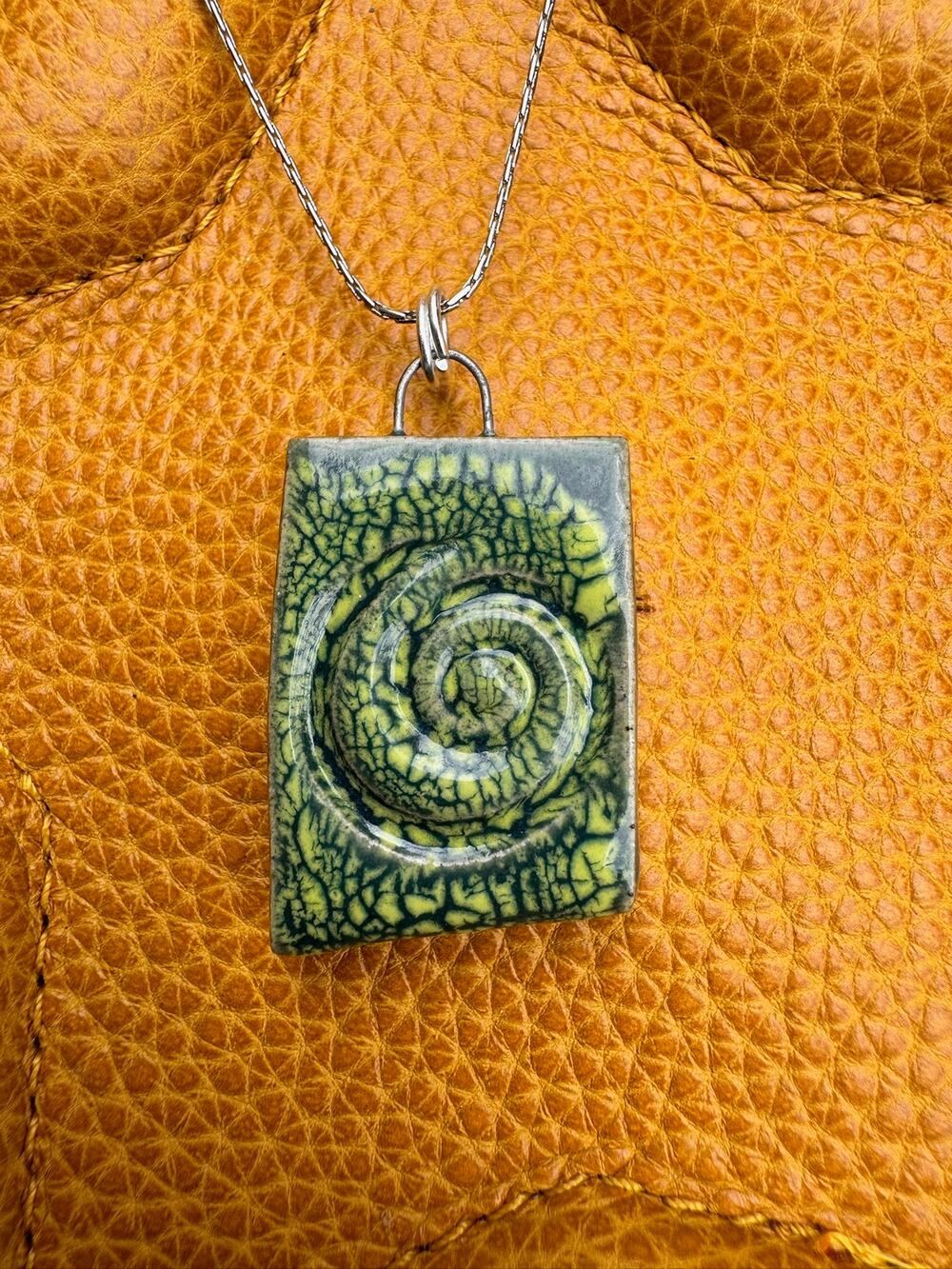 Ceramic Pendant Necklace Handcrafted Boho Pendant Necklace Artist Made Jewelry